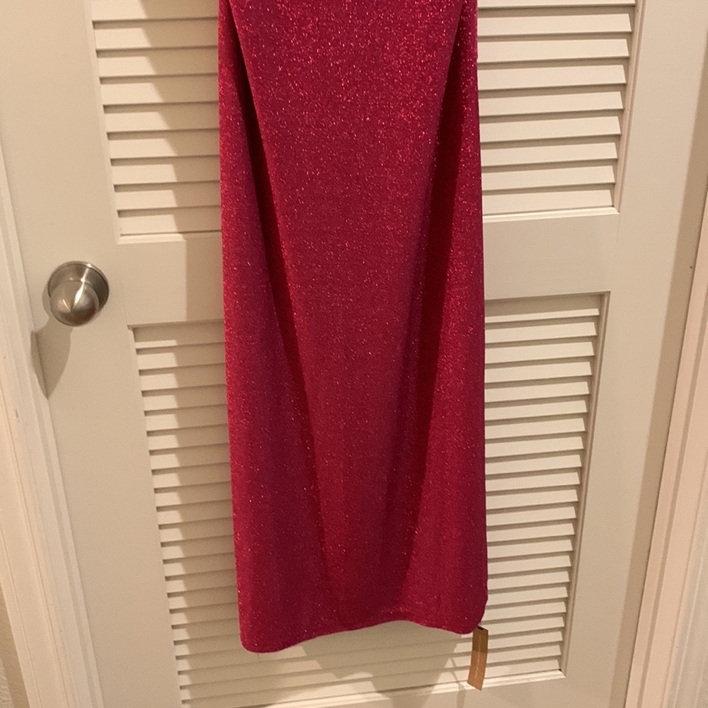 Reformation Breslin Body Con Low Back Formal Midi Dress in Hot Pink Sparkle Sz M - Picture 7 of 12